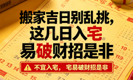 搬家吉日别乱挑，这几日入宅易破财招是非